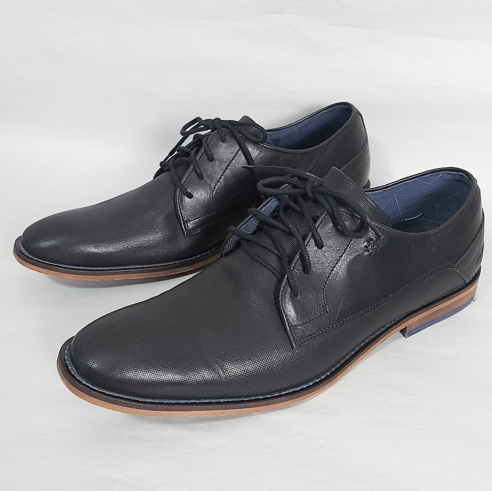 B2 Men Handcrafted Oxford Lace-up Dress Shoes Size 43 EU Black Leather Derby